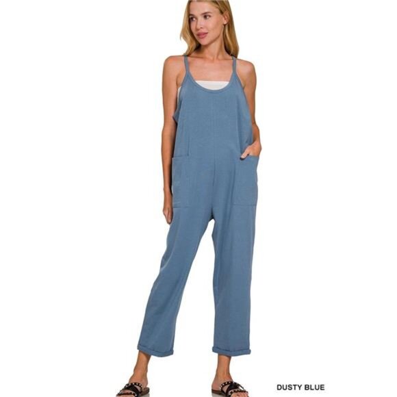 Zenana Spaghetti Strap Pocketed Jumpsuit - Picture 1 of 2